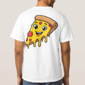 伸びるチーズがキュートな幸せなピザスライス  Tシャツ (裏面)