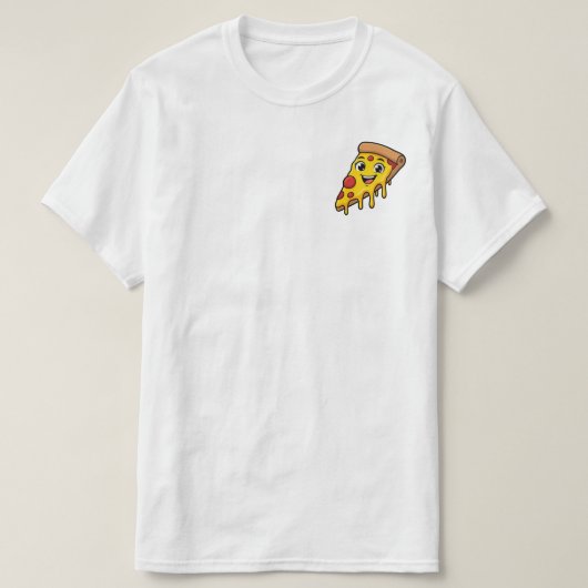 伸びるチーズがキュートな幸せなピザスライス  Tシャツ (デザイン正面)