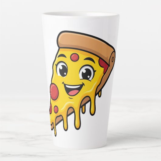 伸びるチーズの可愛いピザスライス カフェラテマグ (正面)