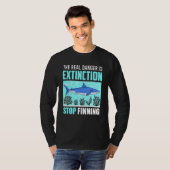 伸展は真の危険ストップ魚釣り動物P Tシャツ (正面フル)