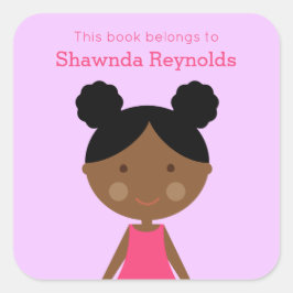 似た黒い女の子の蔵書票 スクエアシール