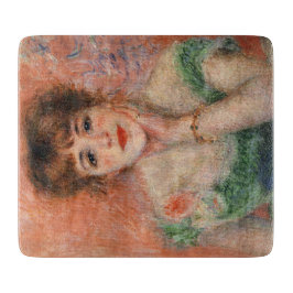 低いネックドレスを着たジャンヌ・サマリ(ルノアール) カッティングボード