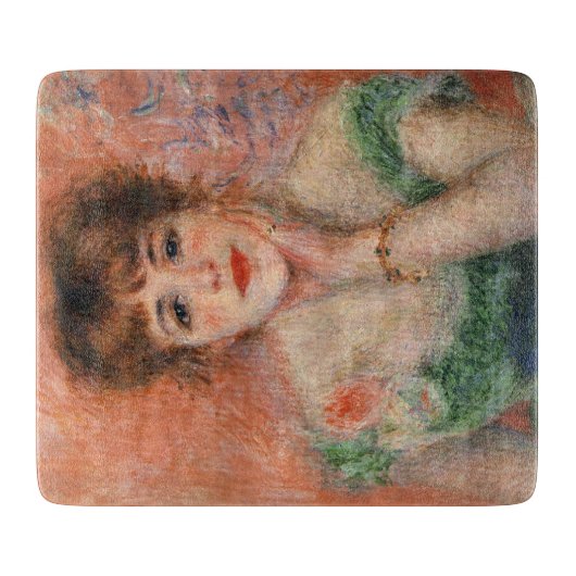 低いネックドレスを着たジャンヌ・サマリ(ルノアール) カッティングボード (正面)