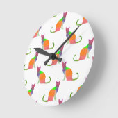 低いポリネコシルエットパターン ラウンド壁時計 (傾斜)