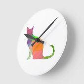 低いポリネコシルエット ラウンド壁時計 (傾斜)