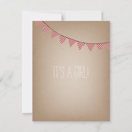 低い国がカードストックをゆでる少女のベビーシャワーボトル 招待状 (裏面)