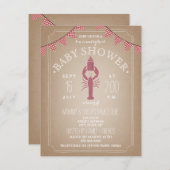 低い国がカードストックをゆでる少女のベビーシャワーボトル 招待状 (正面/裏面)