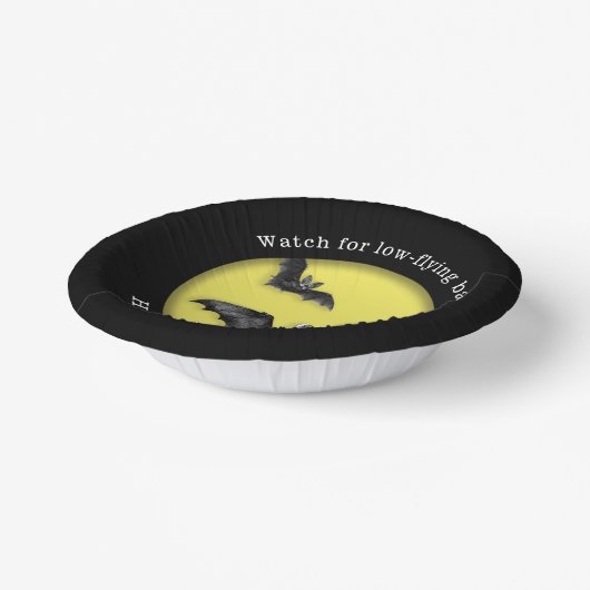 低おもしろいこうもり飛んでいるハッピーハローウィン ペーパーボウル (傾斜あり)