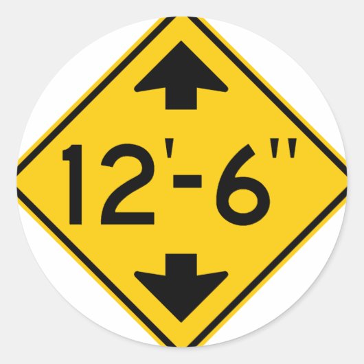 低クリアランス警告の道路標識 ラウンドシール (正面)