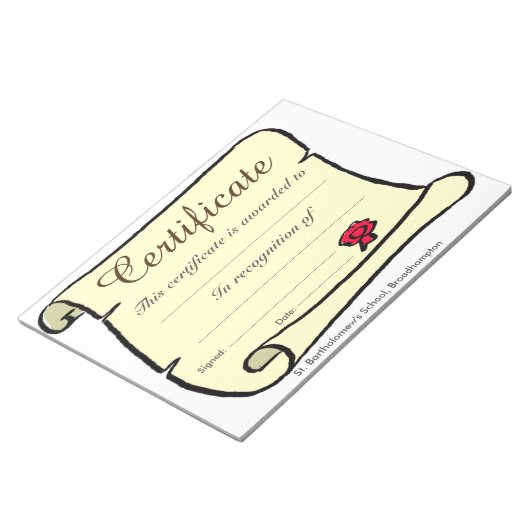 低コストの学校証明書のスクロールシート ノートパッド (アングル)