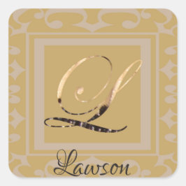 低コストエレガントの洗練された金ゴールドレターL スクエアシール