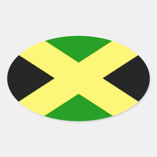 低コストジャマイカ国旗 楕円形シール (正面)