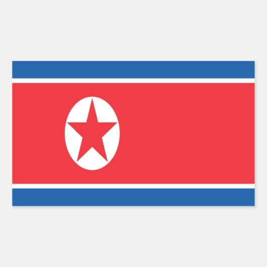 低コスト北朝鮮国旗 長方形シール (正面)