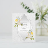 低バジェット白バラ黄色の花結婚式の招待 (スタンド正面)