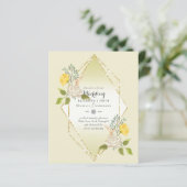 低バジェット白バラ黄色の花結婚式の招待 (スタンド正面)