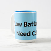 低バッテリコーヒおもしろいーマグ ツートーンマグカップ (正面左)