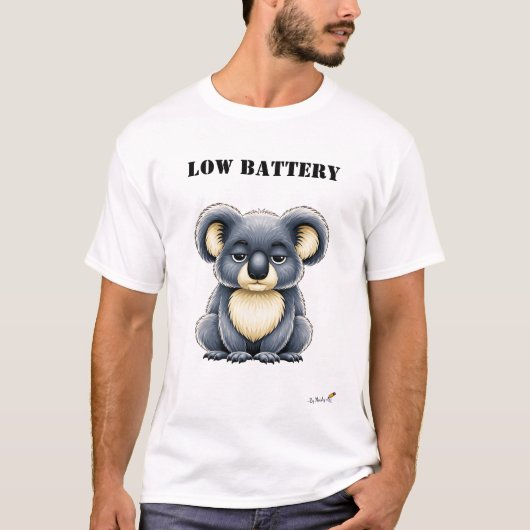 低バッテリーの面白い疲れたコアラTシャツ Tシャツ (正面)