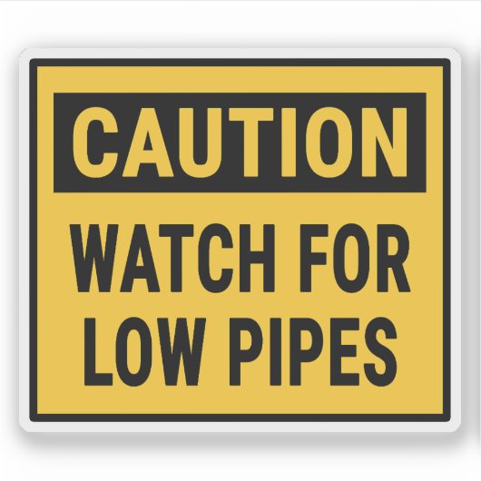 低パイプに注意 シール (正面)