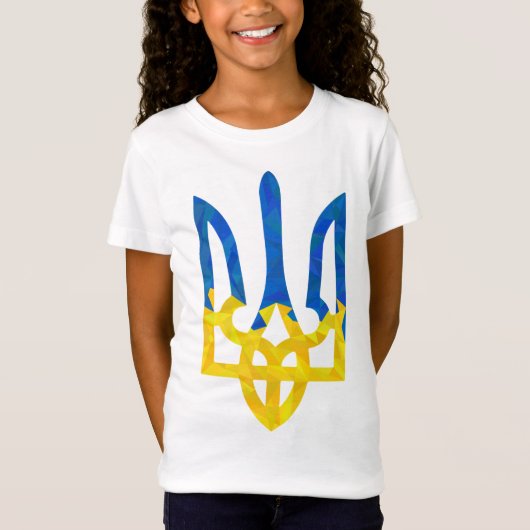低ポリゴンのウクライナ産トライデント Tシャツ (正面)