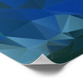 低ポリジオメトリック三角形パターンブルー美的 ポスター (角)