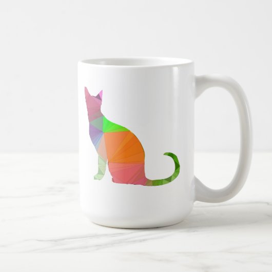 低ポリ猫のシルエット コーヒーマグカップ (右)