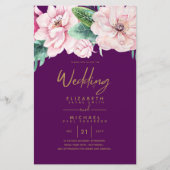 低予算のネ結婚トークピンクフローラ招待状A9 (正面)