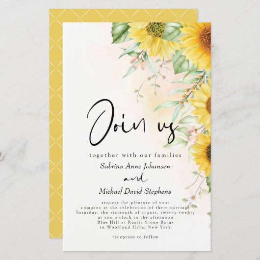 低予算の結婚ヴィンテージ素朴黄色ひまわり (正面/裏面)