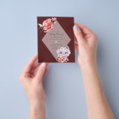 低予算エレファントベビーガールシャワー招待状 チラシ (手)