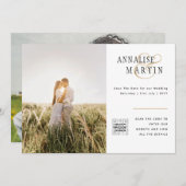 低予算フォトウェディングQRコードお日にちセーブ 招待状 (正面/裏面)