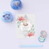 低予算ベビーシャワー招待状ピンクフクロウかわいい チラシ (シングル)