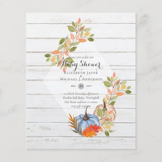 低予算ベビーシャワー招待状- PUMPKIN秋 チラシ (正面)