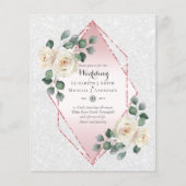 低予算ホワイトローズダイヤモンドフレームウェディング招待 (正面)