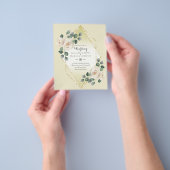 低予算ホワイトローズダイヤモンドフレームウェディング招待 チラシ (手)