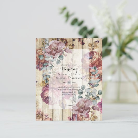 低予算結婚式招待状ヴィンテージバラ (スタンド正面)