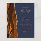 低予算 結婚式 二次会 ウェディング 招待状 QRコード Rust Gold Navy Blue (正面)