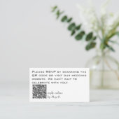 低予算RSVP ウェディング ウェブサイトQRコード 名刺 (スタンド正面)