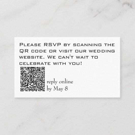 低予算RSVP ウェディング ウェブサイトQRコード 名刺 (正面)