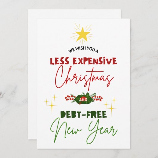 低価格のクリスマス債務無料の新年おもしろい シーズンカード (正面/裏面)