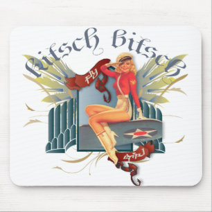 低俗なBitsch: はえの女の子の入れ墨Pin マウスパッド