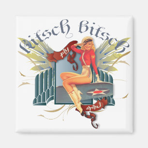 低俗なBitsch: はえの女の子の入れ墨Pin マグネット