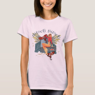 低俗なBitsch: はえの女の子の入れ墨Pin Tシャツ