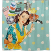 低俗なBitsch™: グラフィックを広告するヴィンテージ シャワーカーテン (正面)