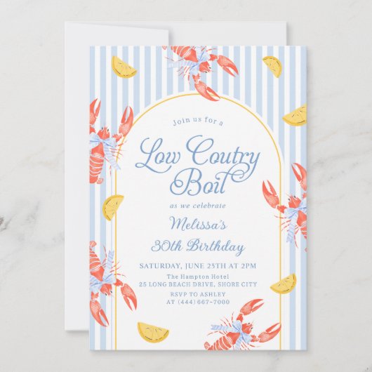 低国シーフードボイルロブスターベーキング招待状 招待状 (正面)