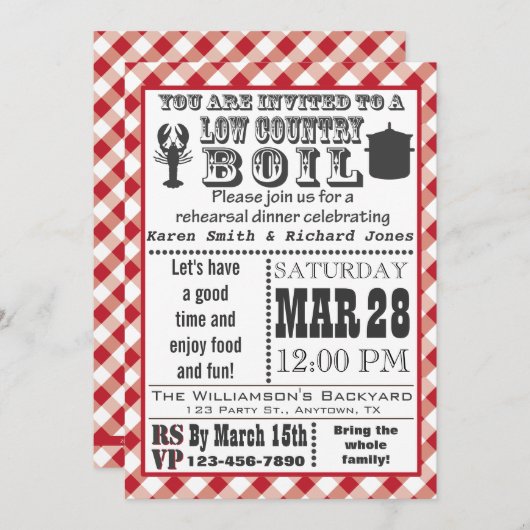 低地諸国の沸騰リハーサルの夕食のパーティの招待状 招待状 (正面/裏面)