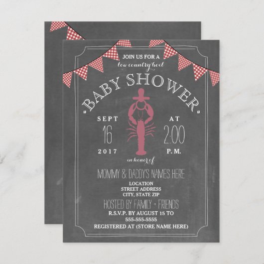 低地諸国の沸騰Coエド女の子のベビーシャワー-調停者 招待状 (正面/裏面)