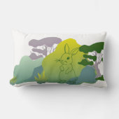 低木とウサギのシルエット ランバークッション (正面)