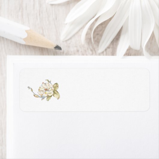 低木のバラ（青）差出人住所ラベル ラベル (インサイチュ)