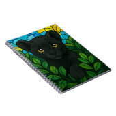 低木の間のヒョウの子、ステンドグラスの芸術 ノートブック (右側)