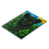 低木の間のヒョウの子、ステンドグラスの芸術 ノートブック (左側)