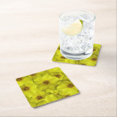 低木状のシニーフォイルのシームレスパターン スクエアペーパーコースター (インサイチュ)